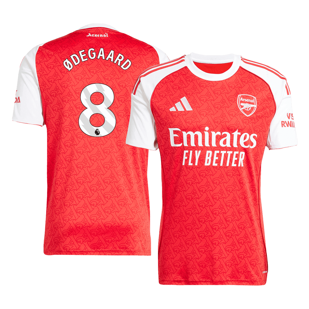ØDEGAARD #8 2025/26 Arsenal  Soccer Jersey Home Custom Football Shirt Fan Version
