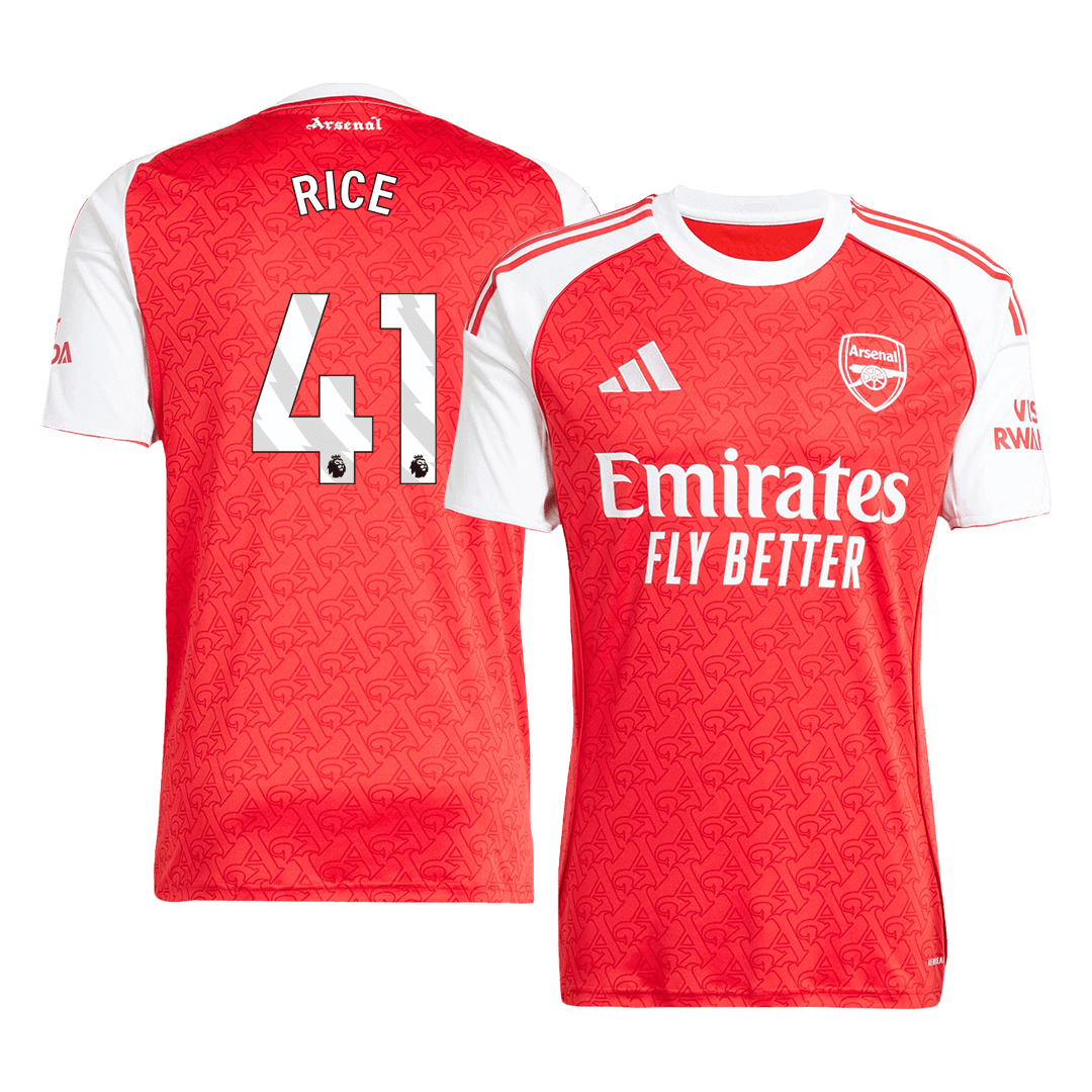 RICE #41 2025/26 Arsenal Soccer Jersey Home Custom Football Shirt Fan Version