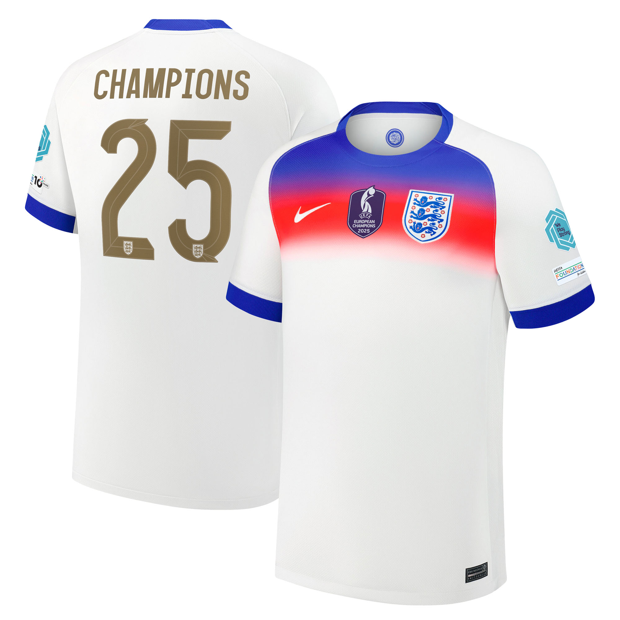 2025 England Champions 25 Home Football Shirt Fan version