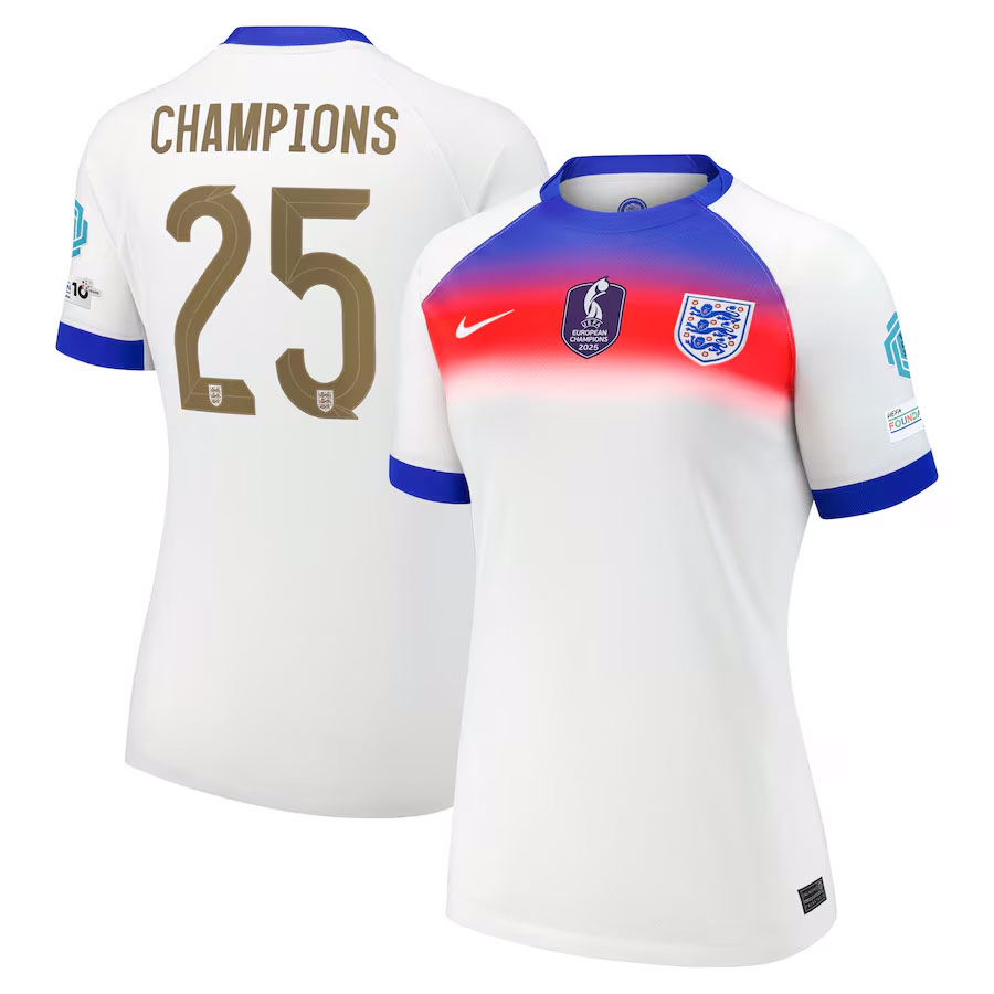 2025 Women England Champions 25 Home Football Shirt Fan version