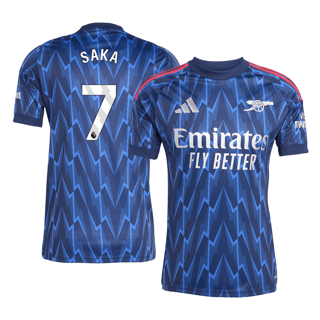 SAKA #7 2025/26 Arsenal Soccer Jersey Away Custom Football Shirt Fan Version