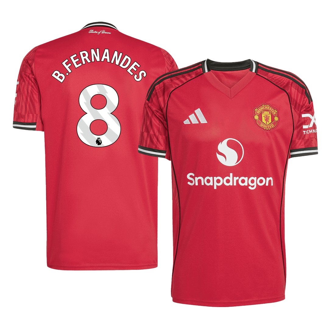 B.FERNANDES #8 2025/26 Manchester United Soccer Jersey Home Custom Football Shirt Fan Version