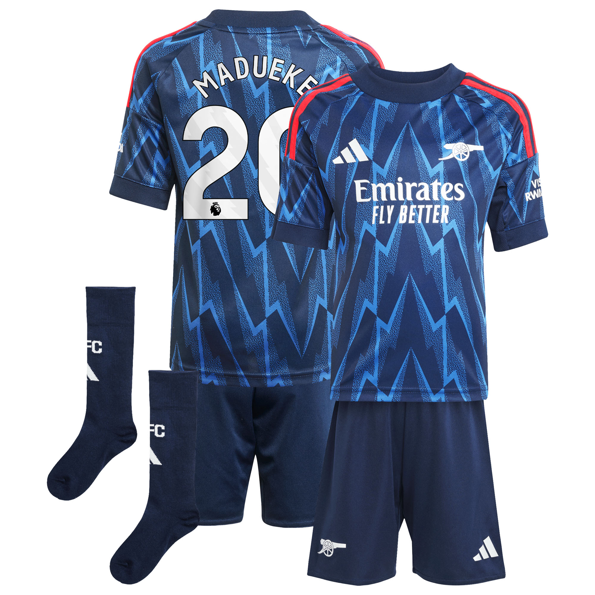 Madueke 20 2025/26 Arsenal Kids Away Full Soccer Kits Football Shirt