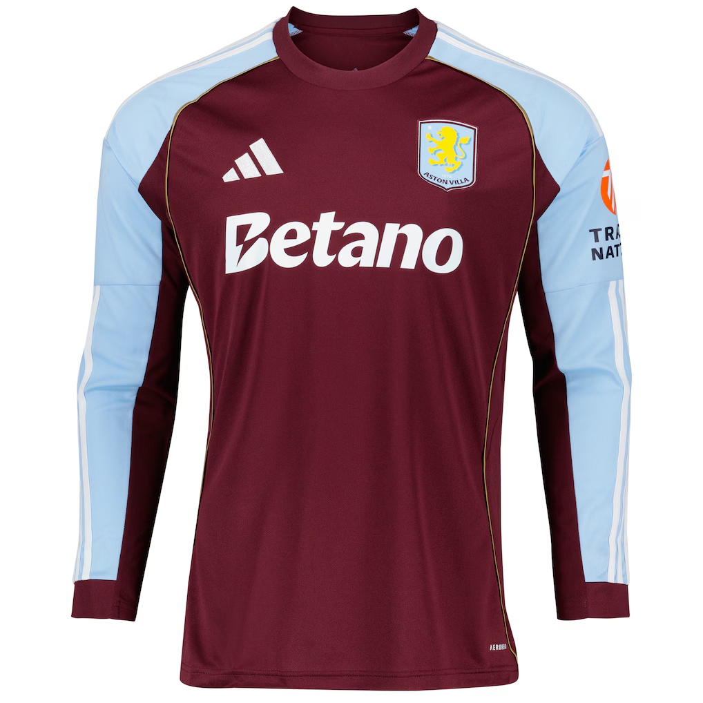 2025/26 Aston Villa Long Sleeves Jersey Home Custom Football Shirt