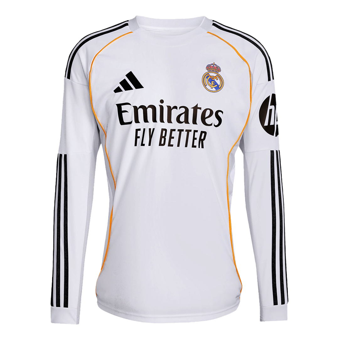 2025/26 Real Madrid Long Sleeves Jersey Home Custom Football Shirt