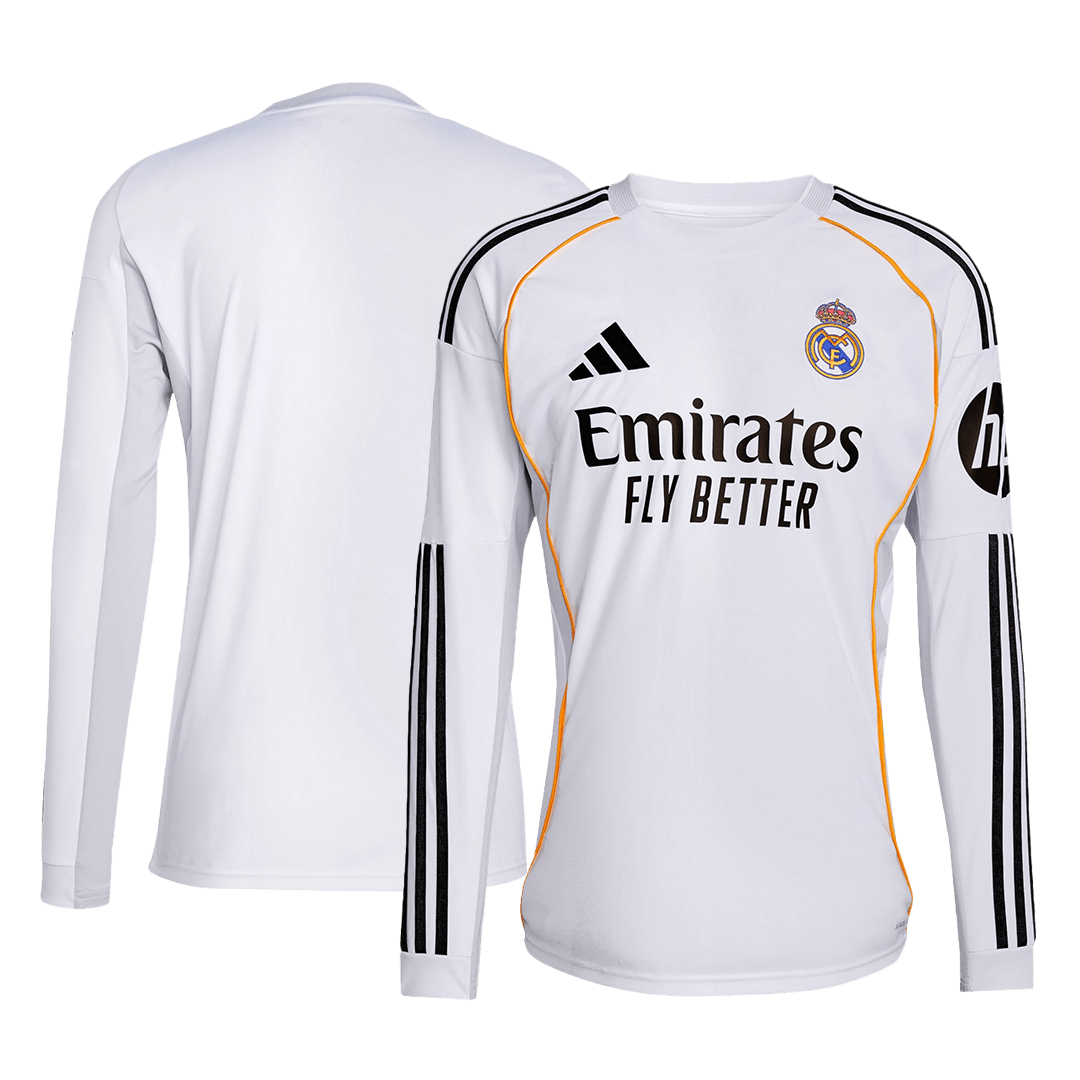 2025/26 Real Madrid Long Sleeves Jersey Home Custom Football Shirt