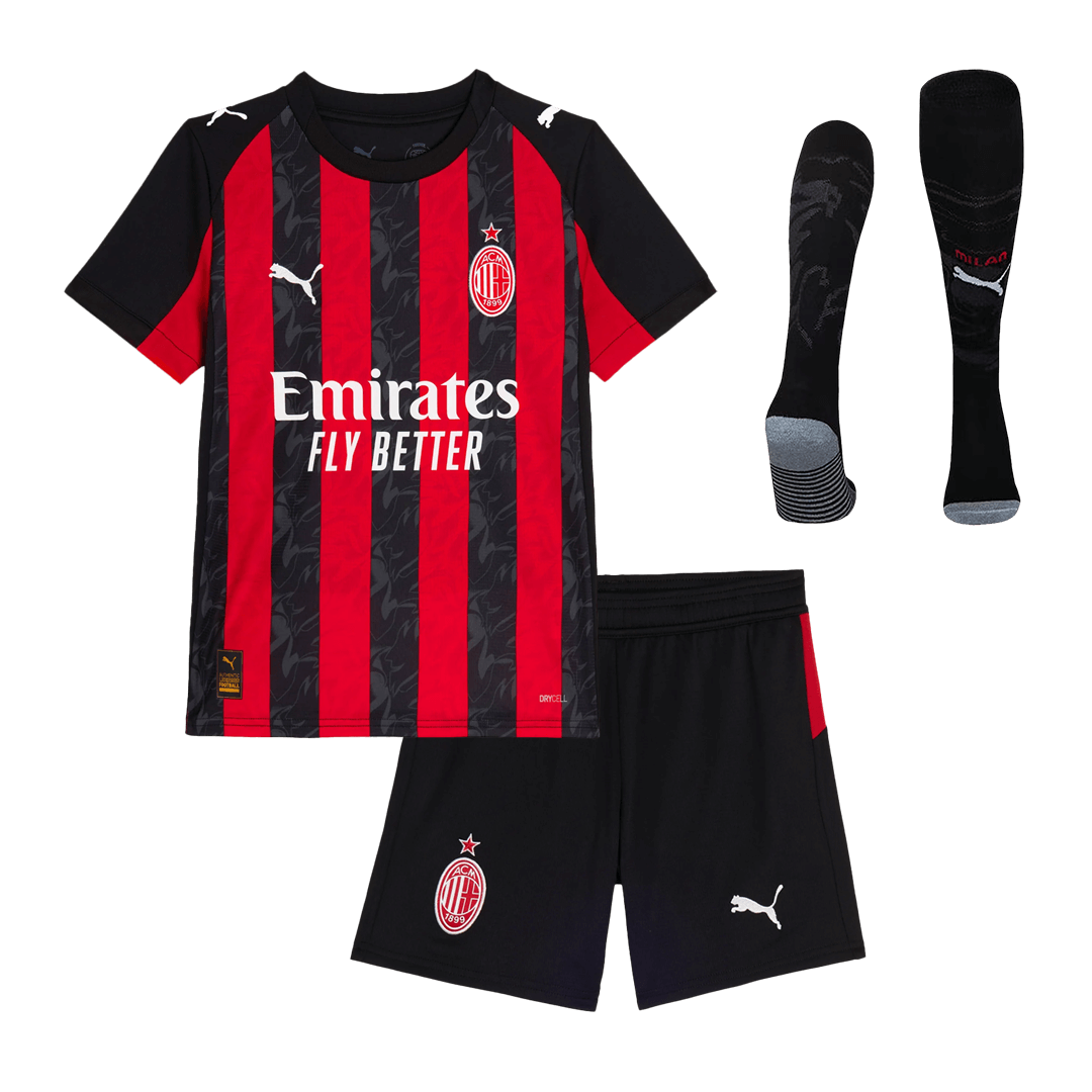 2025/26 AC Milan Kids Home Full Soccer Kits Football Shirt