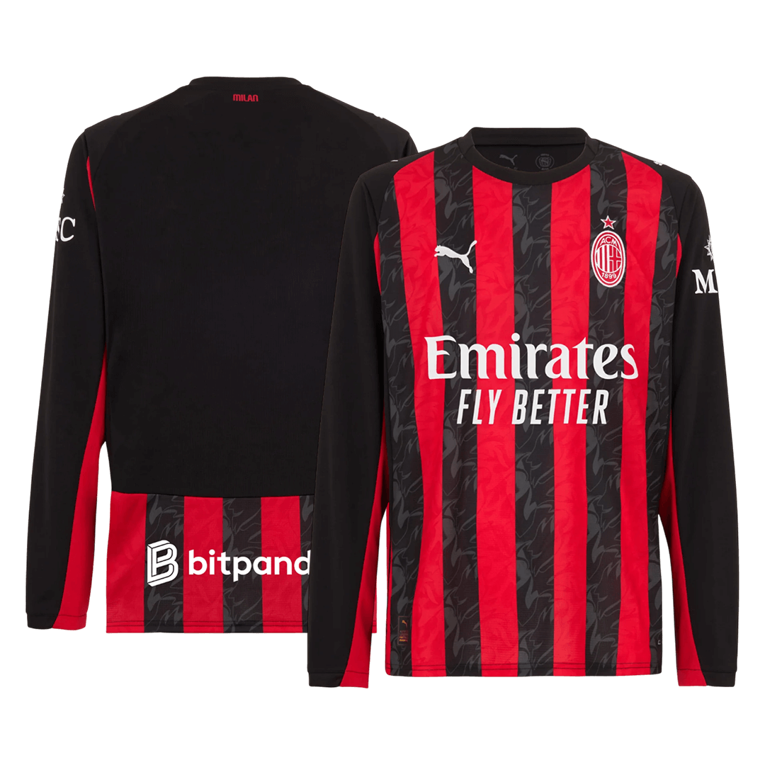 2025/26 AC Milan Long Sleeve Jersey Home Football Shirt