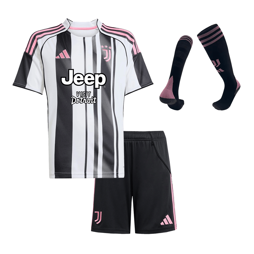 2025/26 Juventus Kids Home Full Soccer Kits Football Shirt