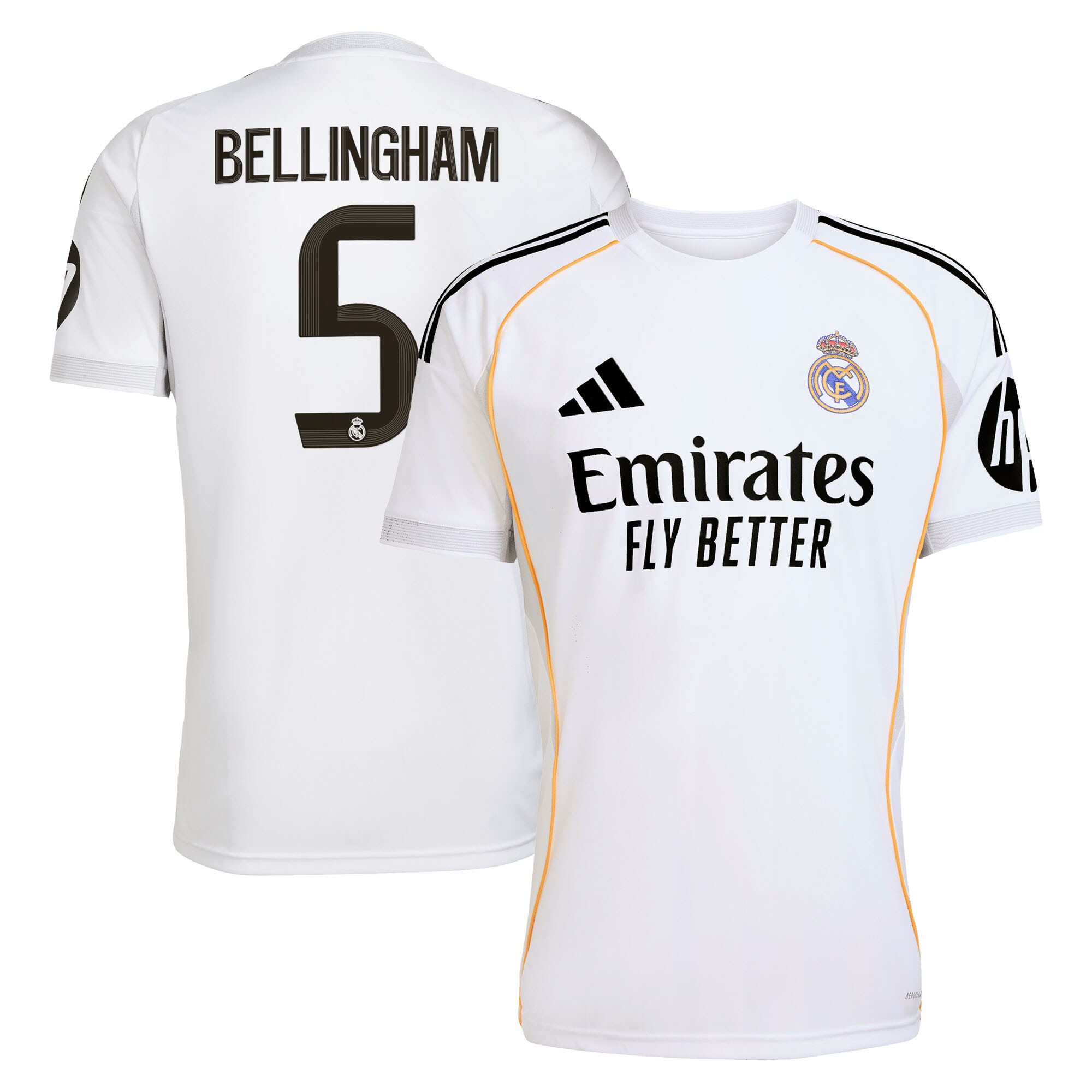 Bellingham #5 2025/26 Real Madrid Soccer Jersey Home Custom Football Shirt Fan Version