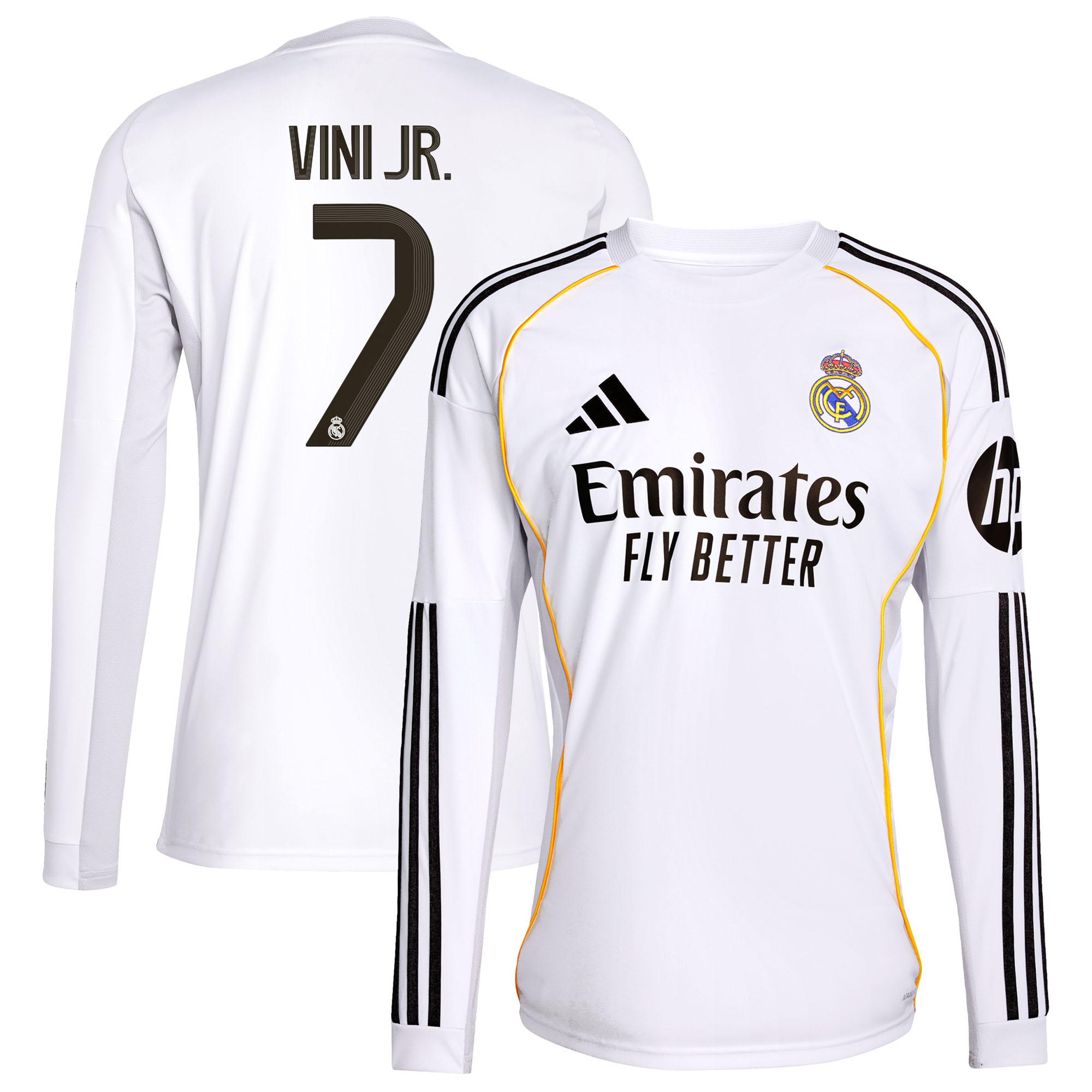 Vini Jr. #7 2025/26 Real Madrid Long Sleeves Soccer Jersey Home Custom Football Shirt