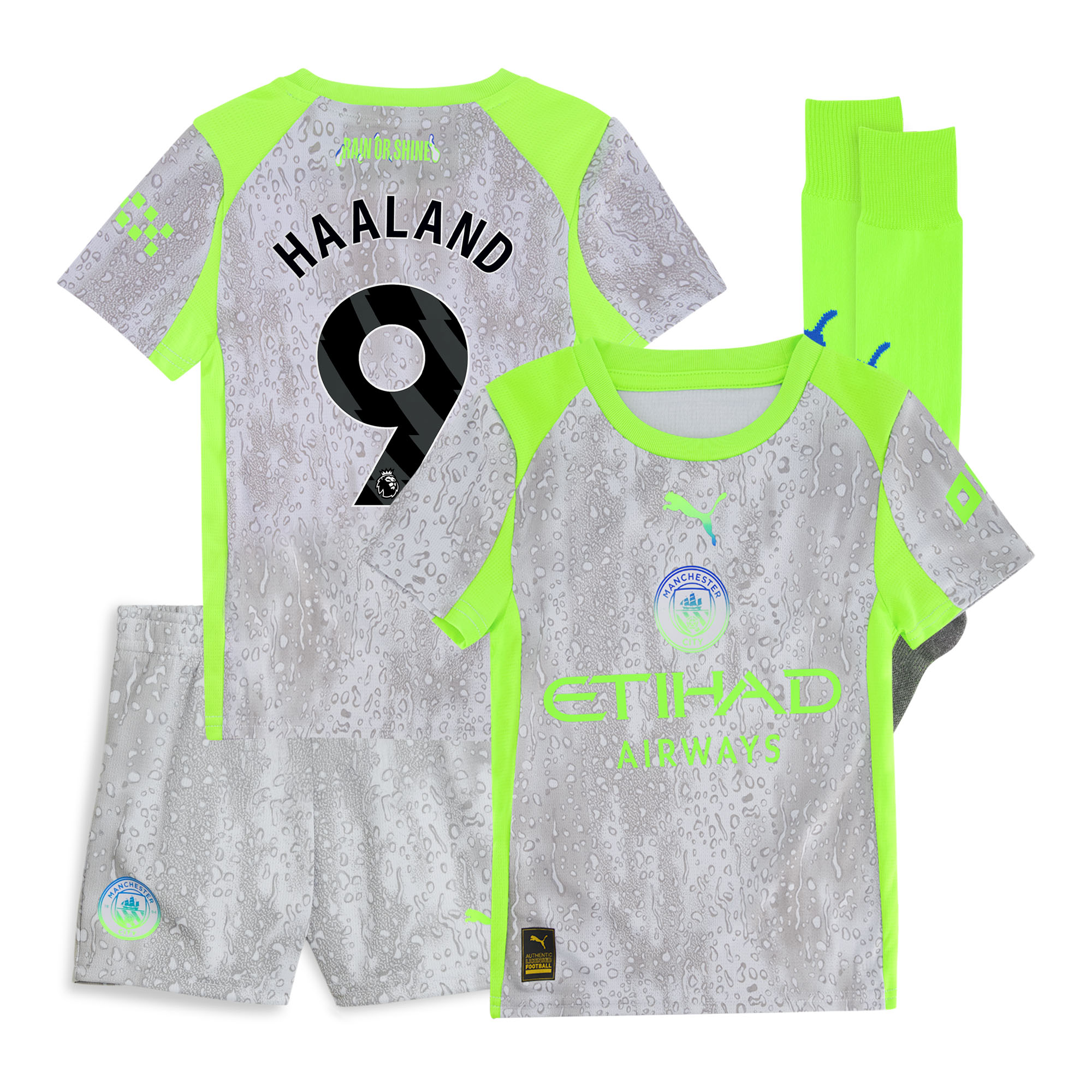 Erling Haaland #9 2025/26 Manchester City Third Away Kids Kits Full Soccer Football Shirt