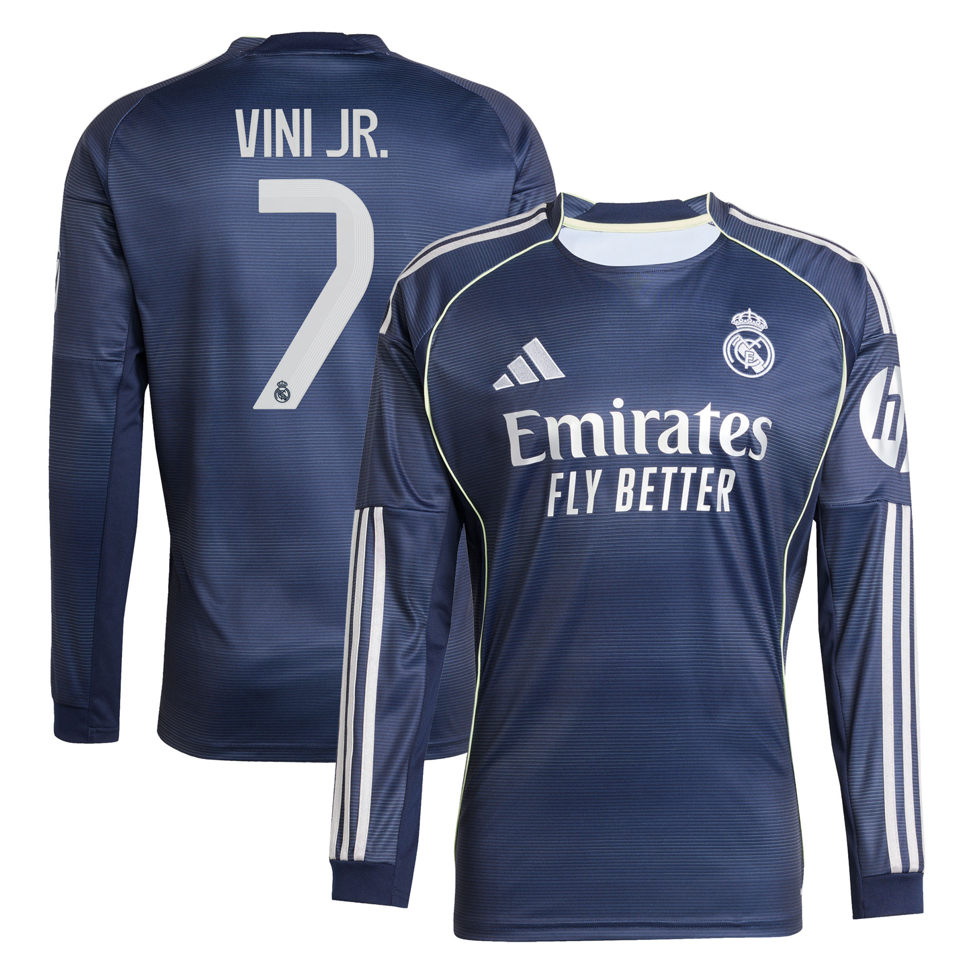 Vini Jr. #7 2025/26 Real Madrid Long Sleeves Soccer Jersey Away Custom Football Shirt