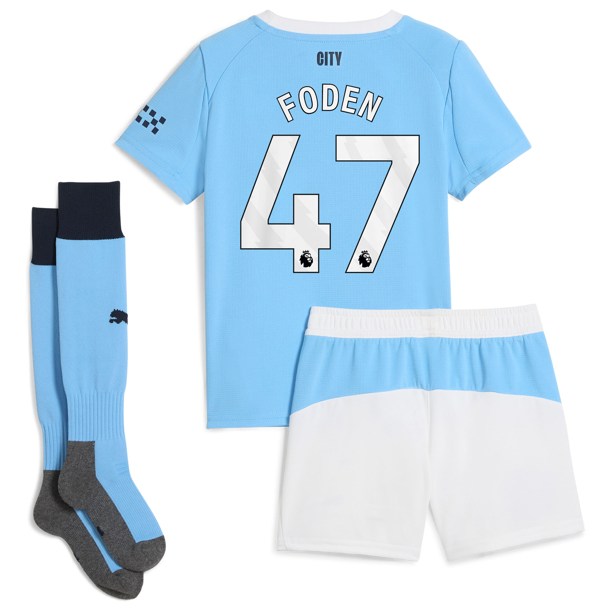 FODEN #47 2025/26 Manchester City Home Kids Kits Full Soccer Football Shirt