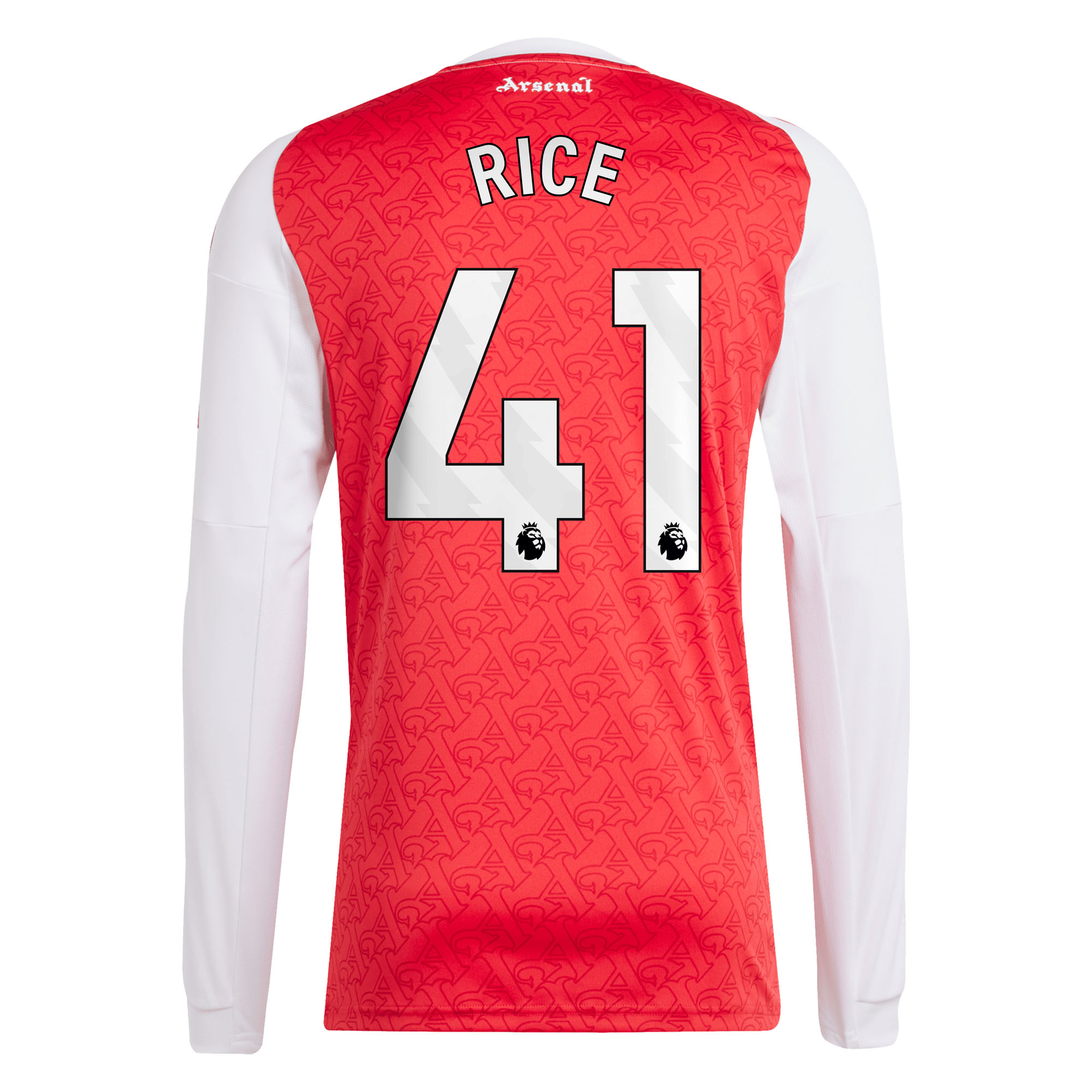 RICE #41 2025/26 Arsenal Long Sleeves Soccer Jersey Home Custom Football Shirt
