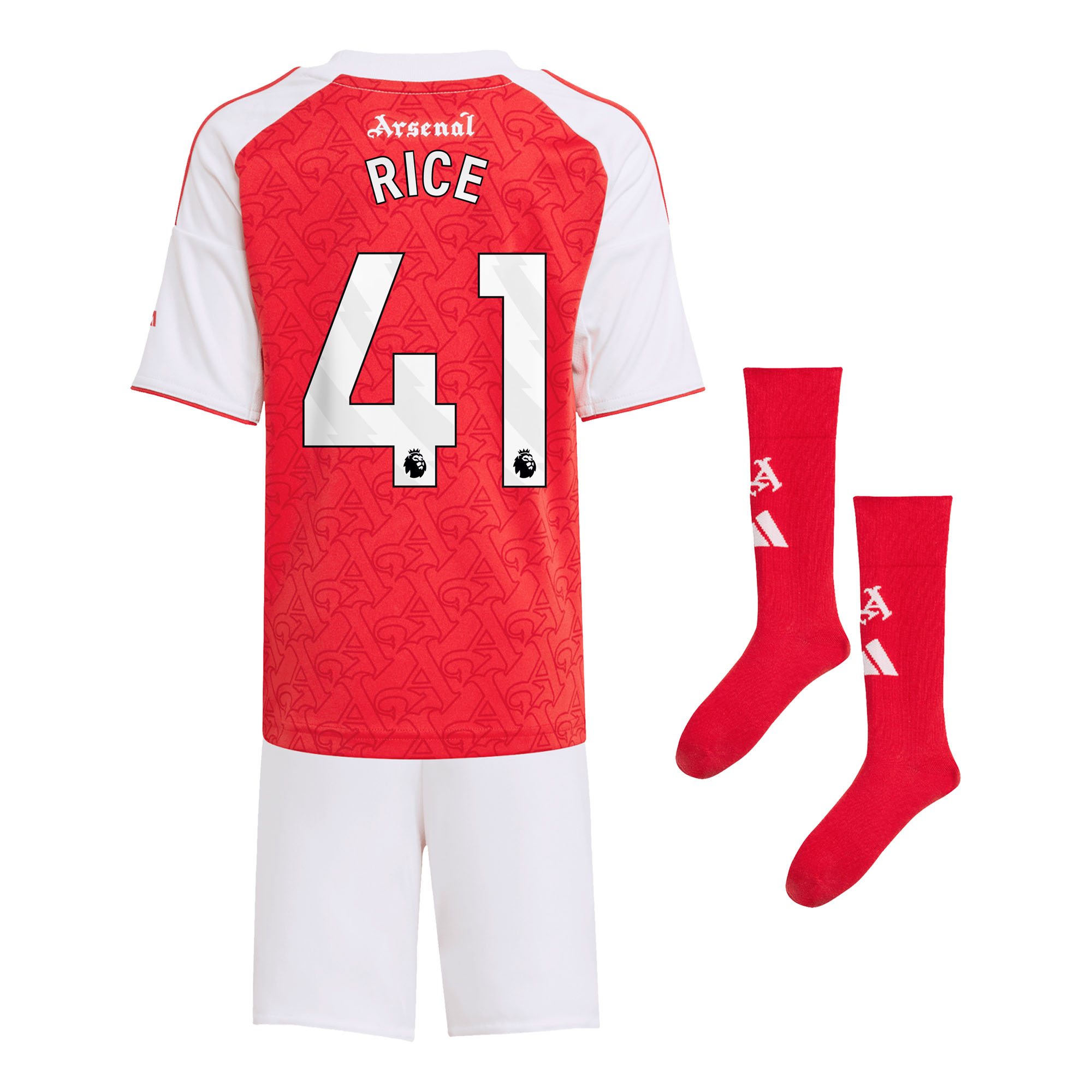 RICE #41 2025/26 Arsenal Home Kids Kits Full Soccer Football Shirt
