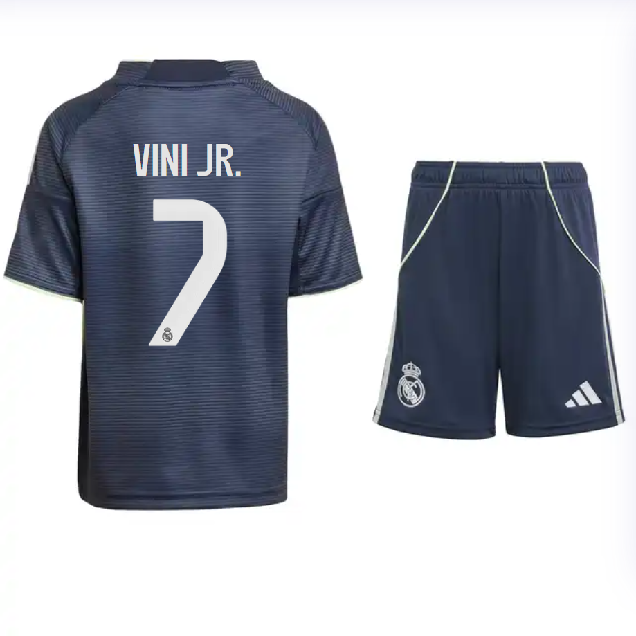 VINI JR. #7 2025/26 Real Madrid Away Kids Kits Full Soccer Football Shirt