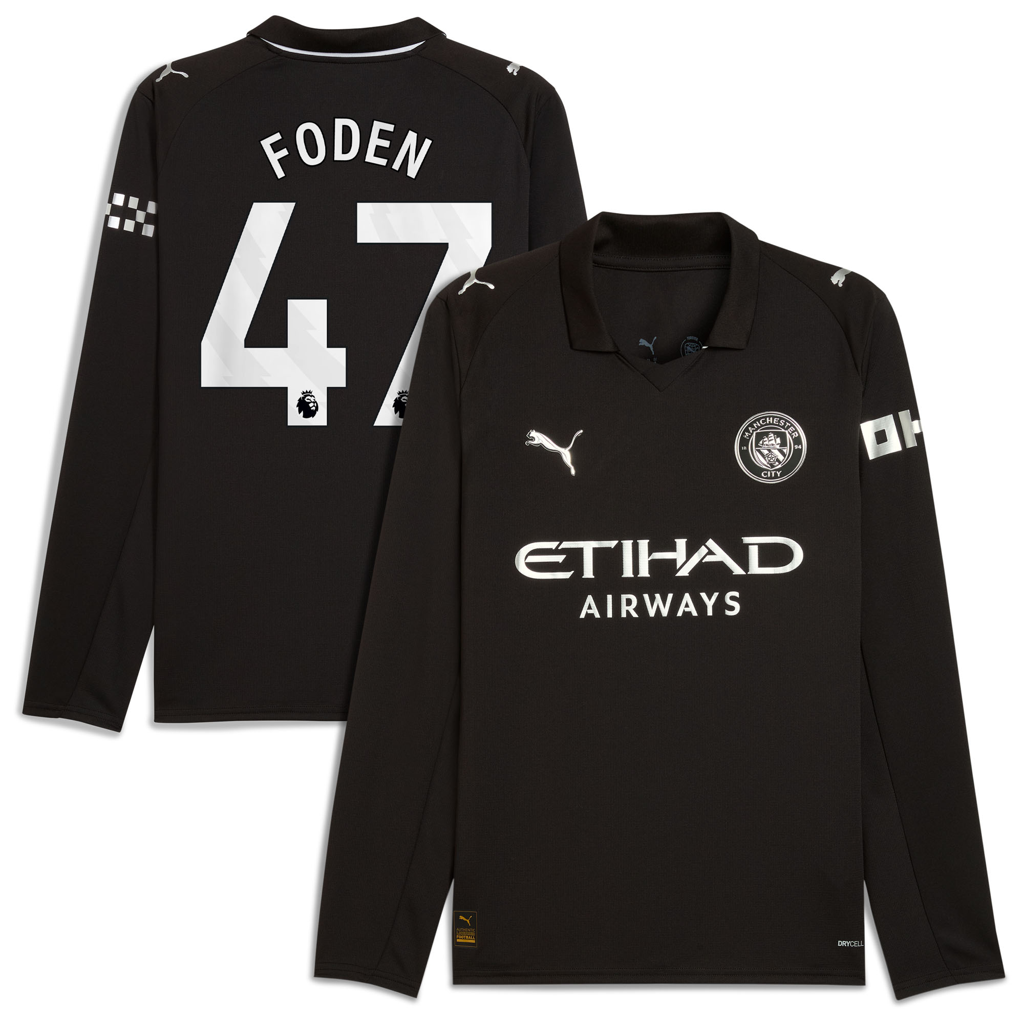 FODEN #47 2025/26 Manchester City Long Sleeves Soccer Jersey Away Custom Football Shirt