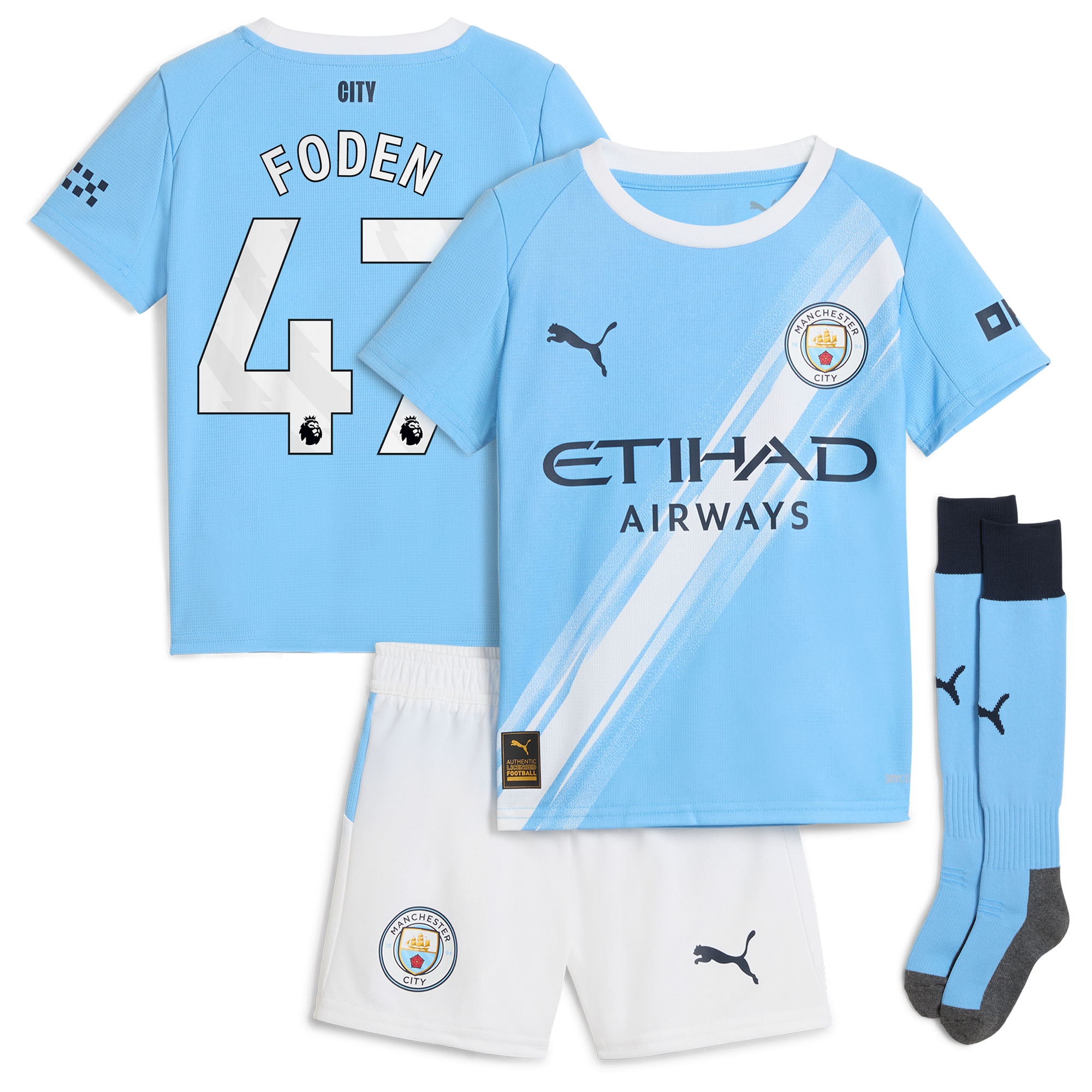 FODEN #47 2025/26 Manchester City Home Kids Kits Full Soccer Football Shirt