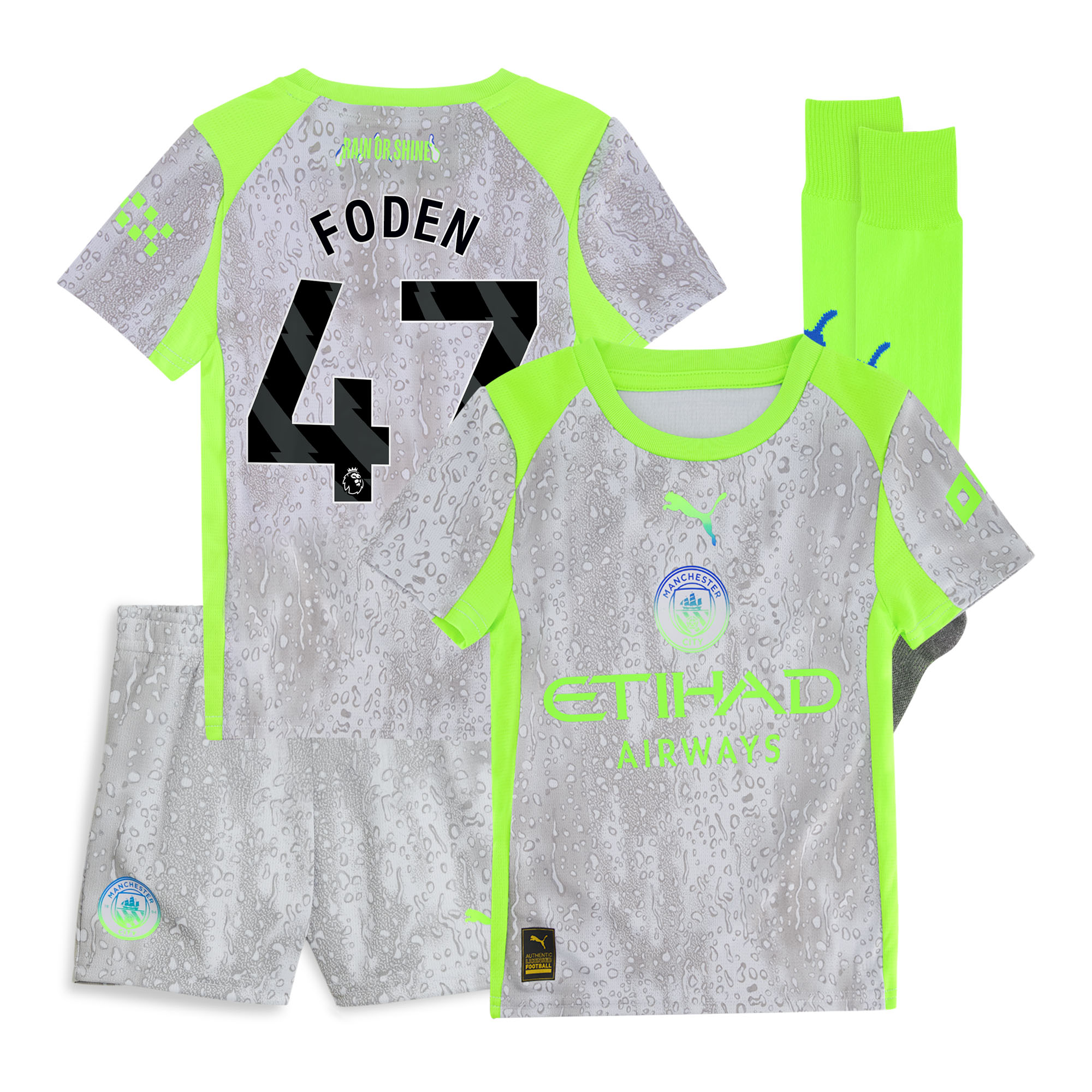 FODEN #47 2025/26 Manchester City Third Away Kids Kits Full Soccer Football Shirt