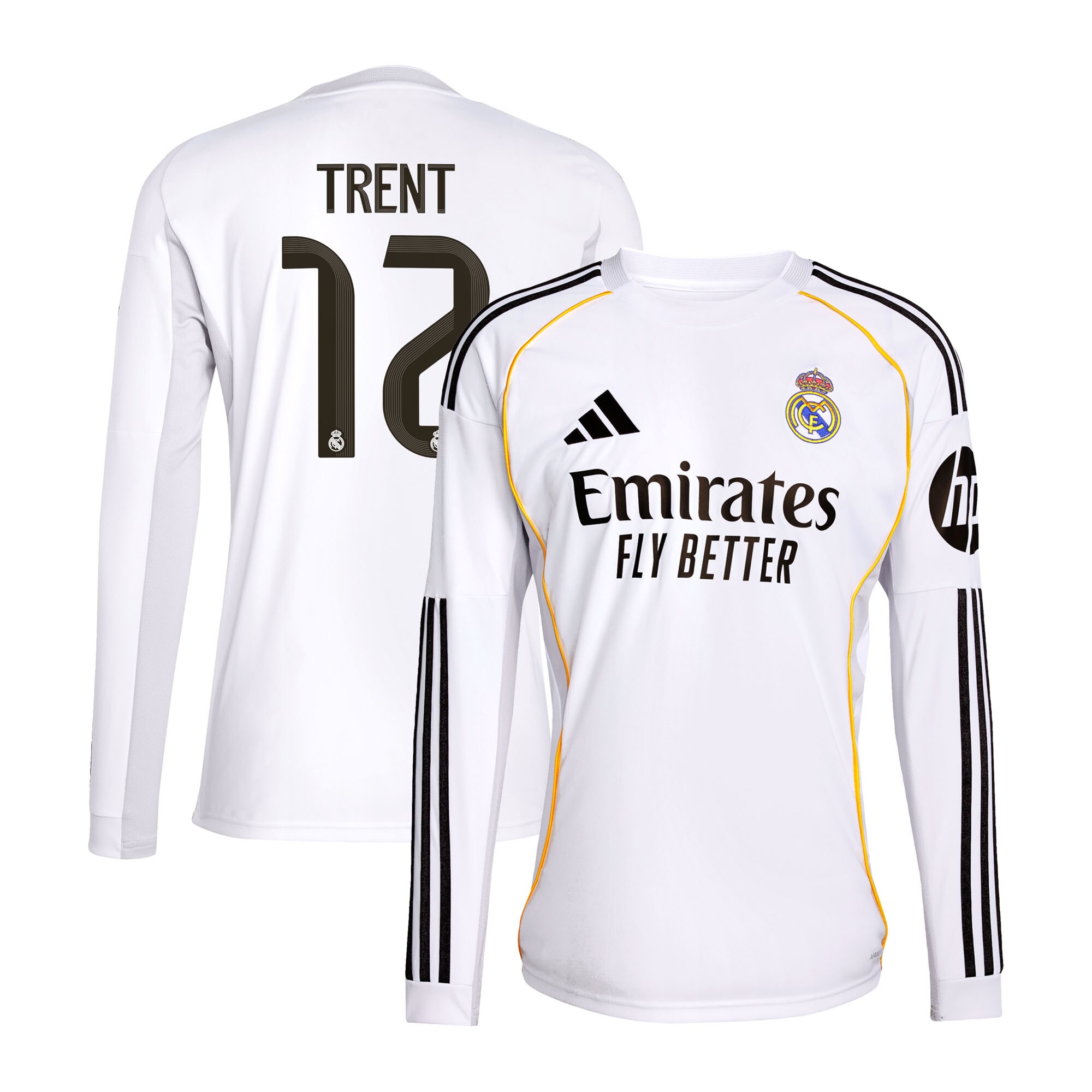TRENT #12 2025/26 Real Madrid Long Sleeves Soccer Jersey Home Custom Football Shirt