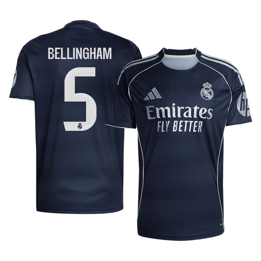 BELLINGHAM #5 2025/26 Real Madrid Soccer Jersey Away Custom Football Shirt Fan Version