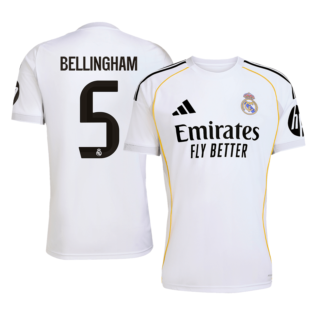 BELLINGHAM #5 2025/26 Real Madrid Soccer Jersey Home Custom Football Shirt Fan Version