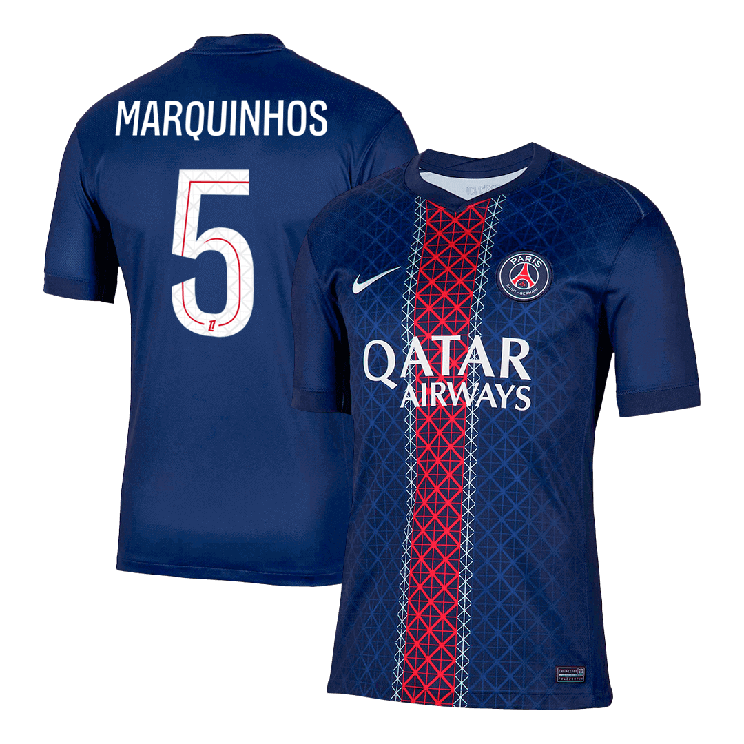 MARQUINHOS #5 2025/26 PSG Soccer Jersey Home Custom Football Shirt Fan Version
