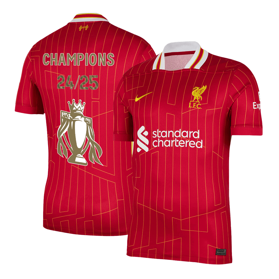 2024/25 Liverpool CHAMPIONS Soccer Jersey Home Custom Football Shirt Fan Version