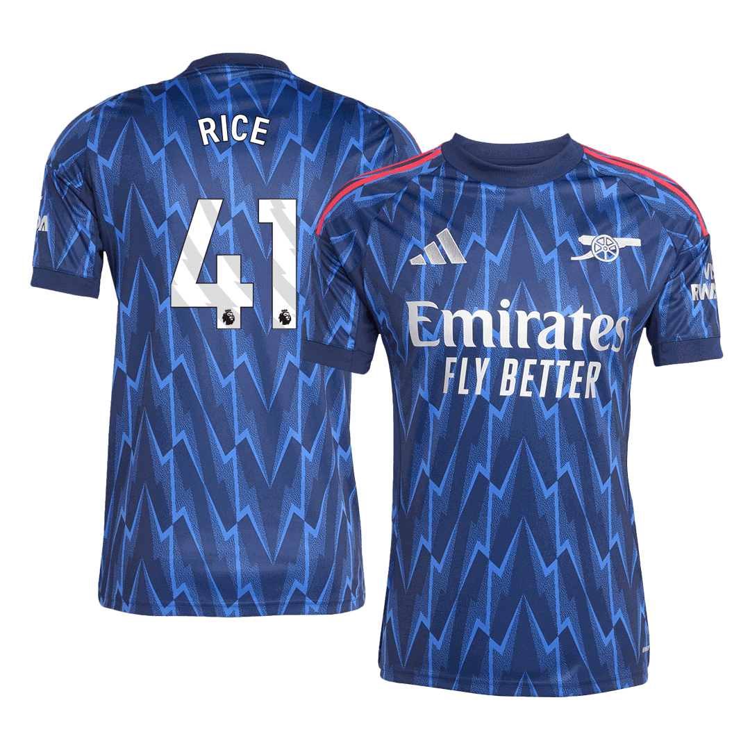 RICE #41 Arsenal Soccer Jersey Away Custom Football Shirt Fan Version
