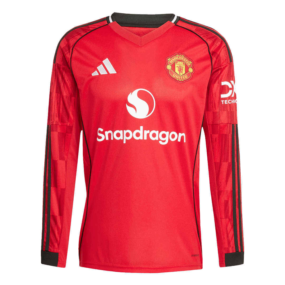 25/26 Manchester United Long Sleeves Jersey Home Football Shirt